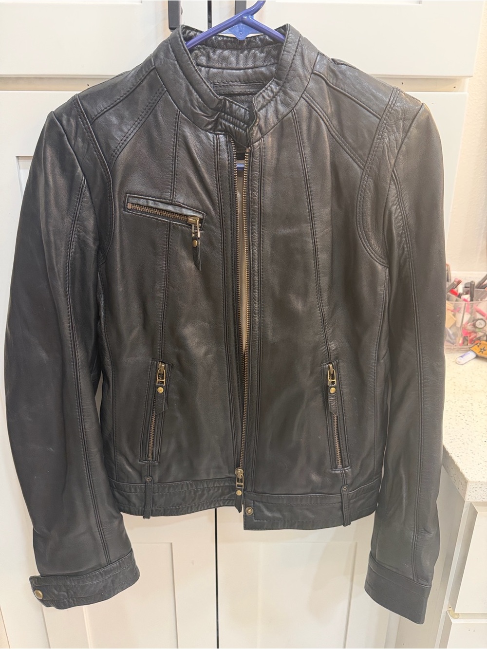 Womans Marc New York Black Leather Jacket small